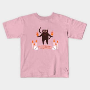 Cute halloween black cat witchcraft illustration Kids T-Shirt